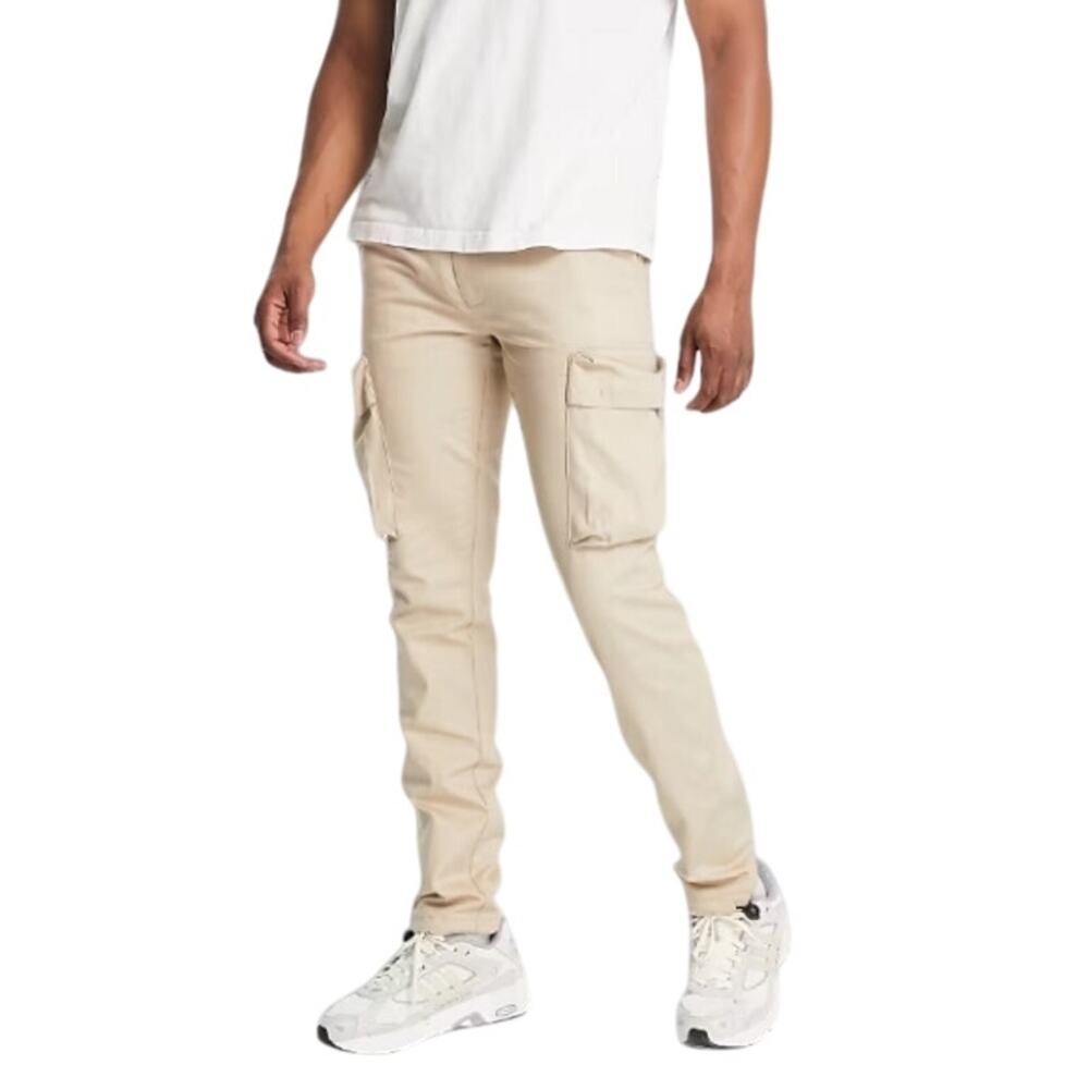 Topman Beige Cargo Pants